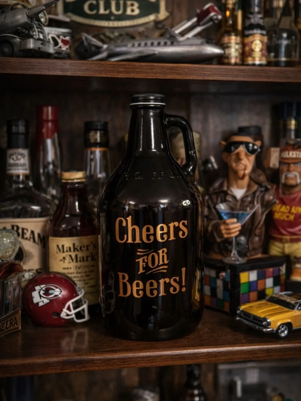 Vintage Brown Glass Bottle CHEERS FOR BEERS